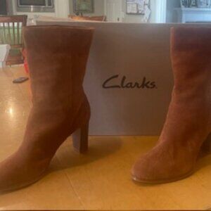 Clarks, Tan Suede Calf Boots